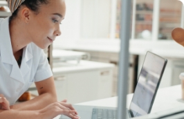 a food service worker reviews an order