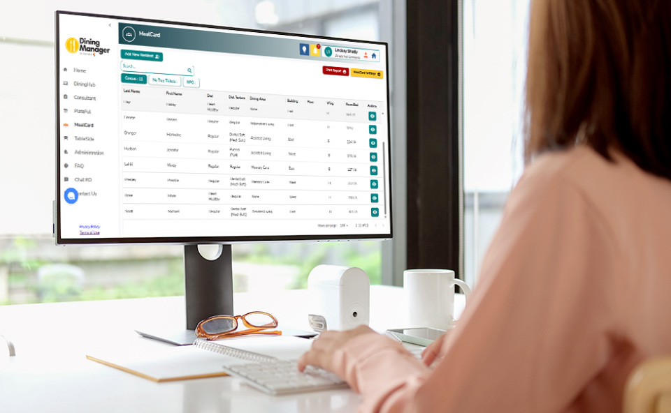 desktop computer screen displaying MealCard interface